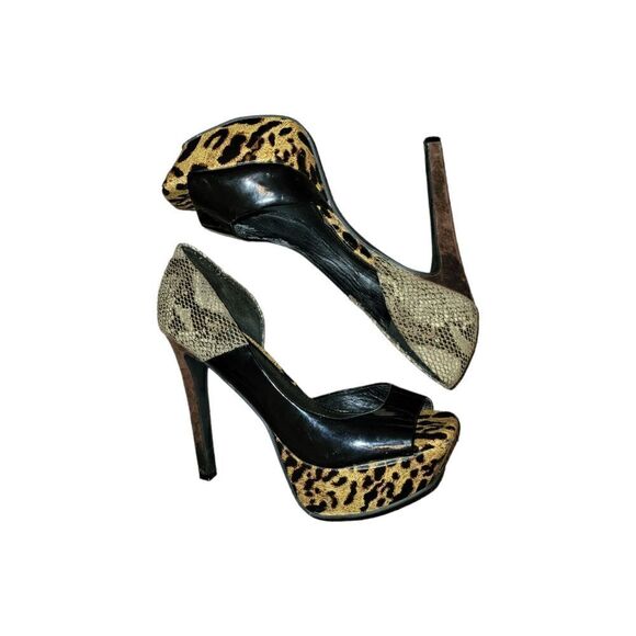 Jessica Simpson Bede2 Snake Leopard Black Colorblock Platform Heels 8 - Picture 5 of 11